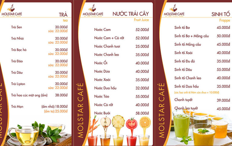 Các mẫu menu đẹp hấp dẫn được thiết kế tại SB MEDIA - Công Ty TNHH SBMEDIA